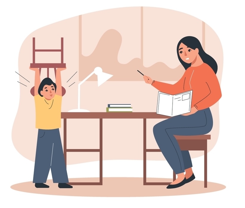 Hyperactive,Child,Set,With,Adhd,Symbols,Flat,Isolated,Vector,Illustration