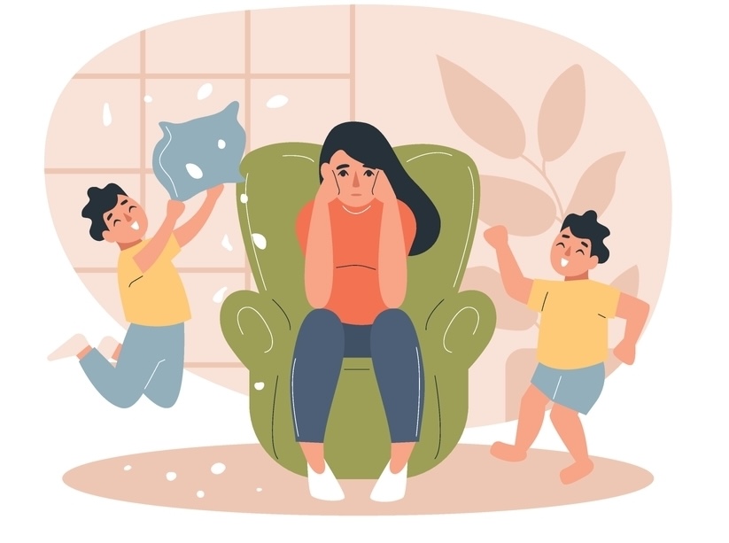 Hyperactive,Child,Set,With,Adhd,Symbols,Flat,Isolated,Vector,Illustration